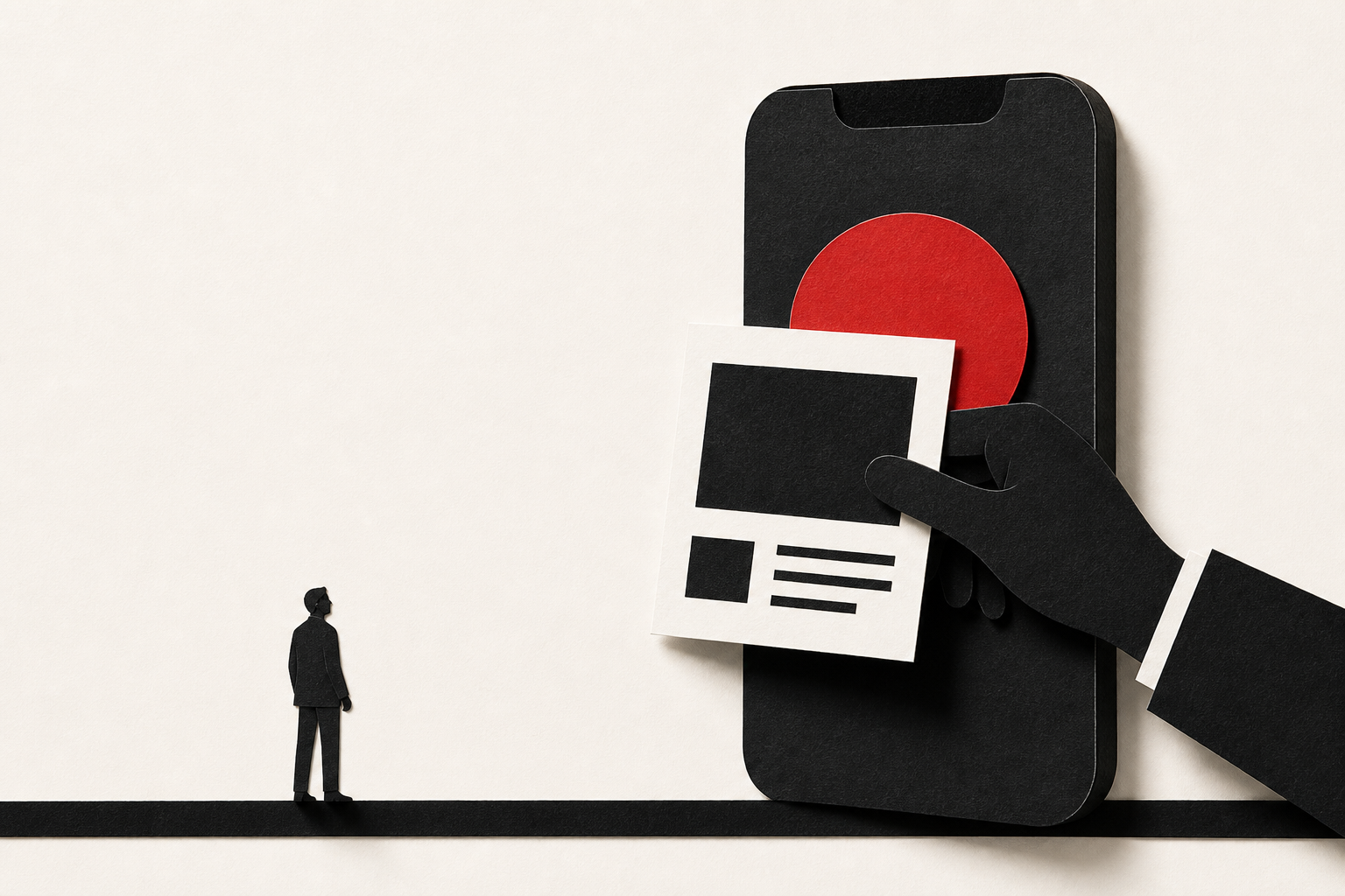 قصاصة ورقية لهاتف يستقبل بطاقة موقع ورقية نظيفة.