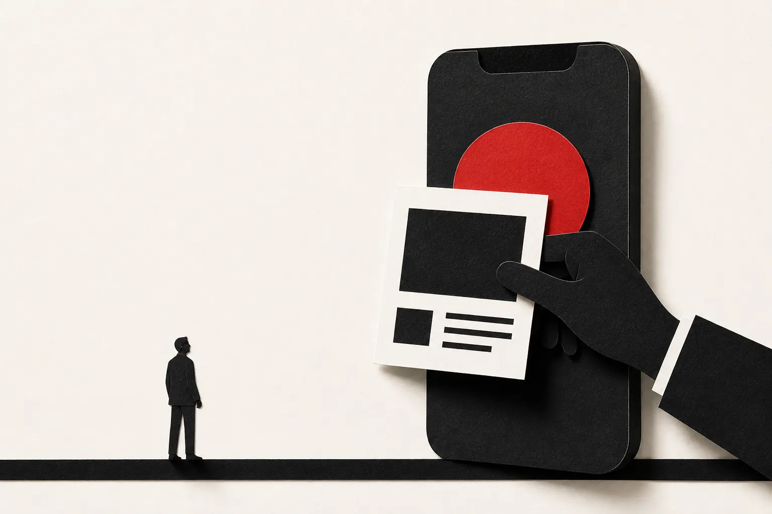 قصاصة ورقية لهاتف يستقبل بطاقة موقع ورقية نظيفة.