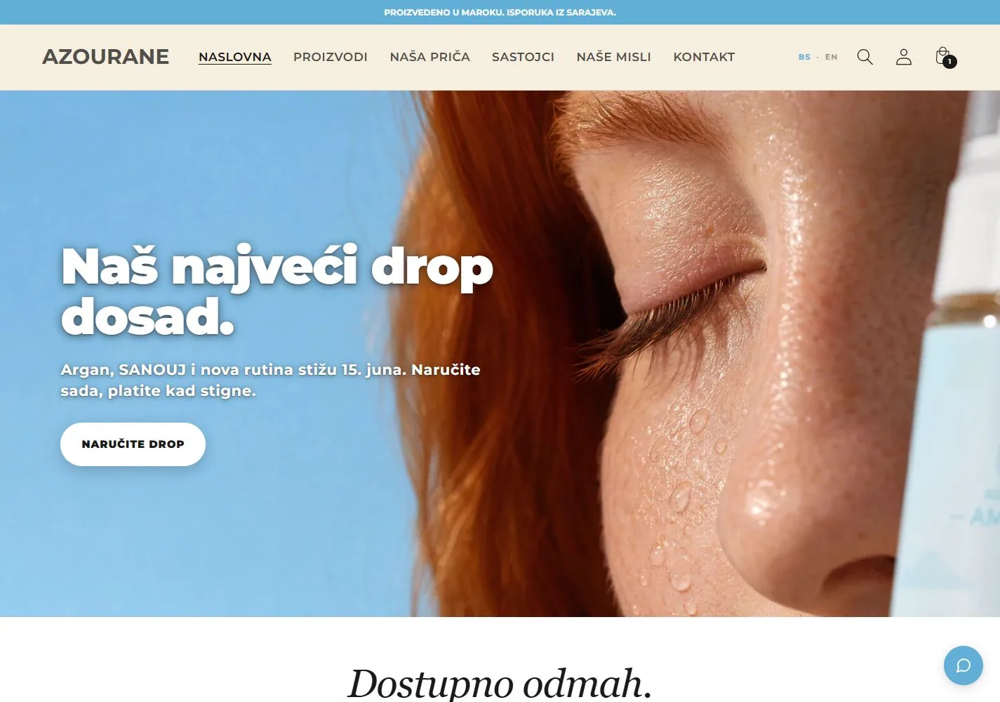 Screenshot of the Azourane ecommerce site.
