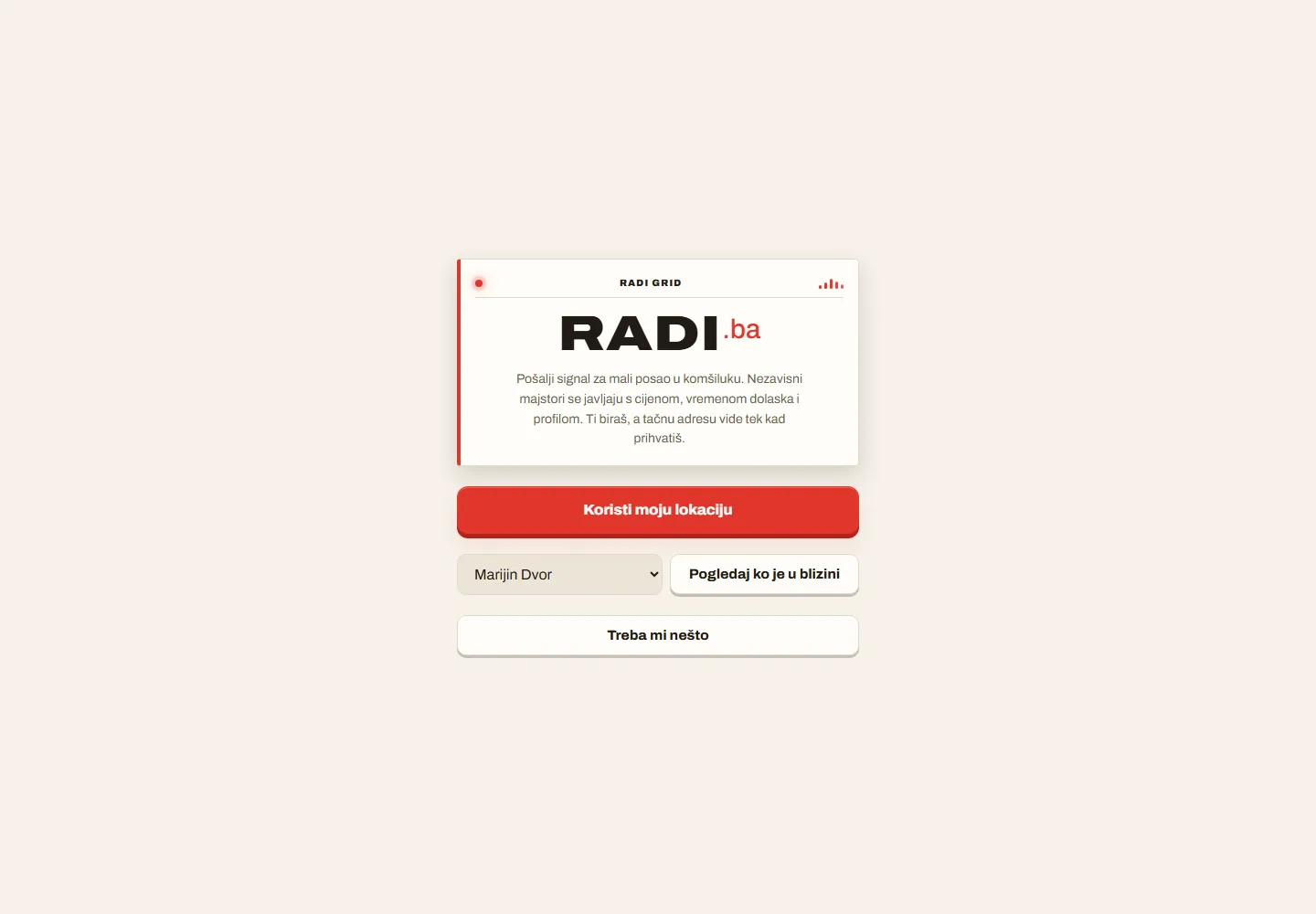 Screenshot of the radi.ba local jobs app.